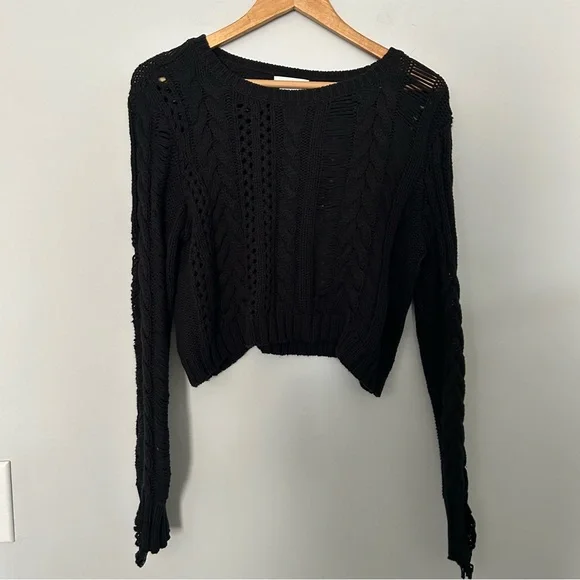 Lovers+Friends Distress Me Out Black Sweater - Picture 3 of 7